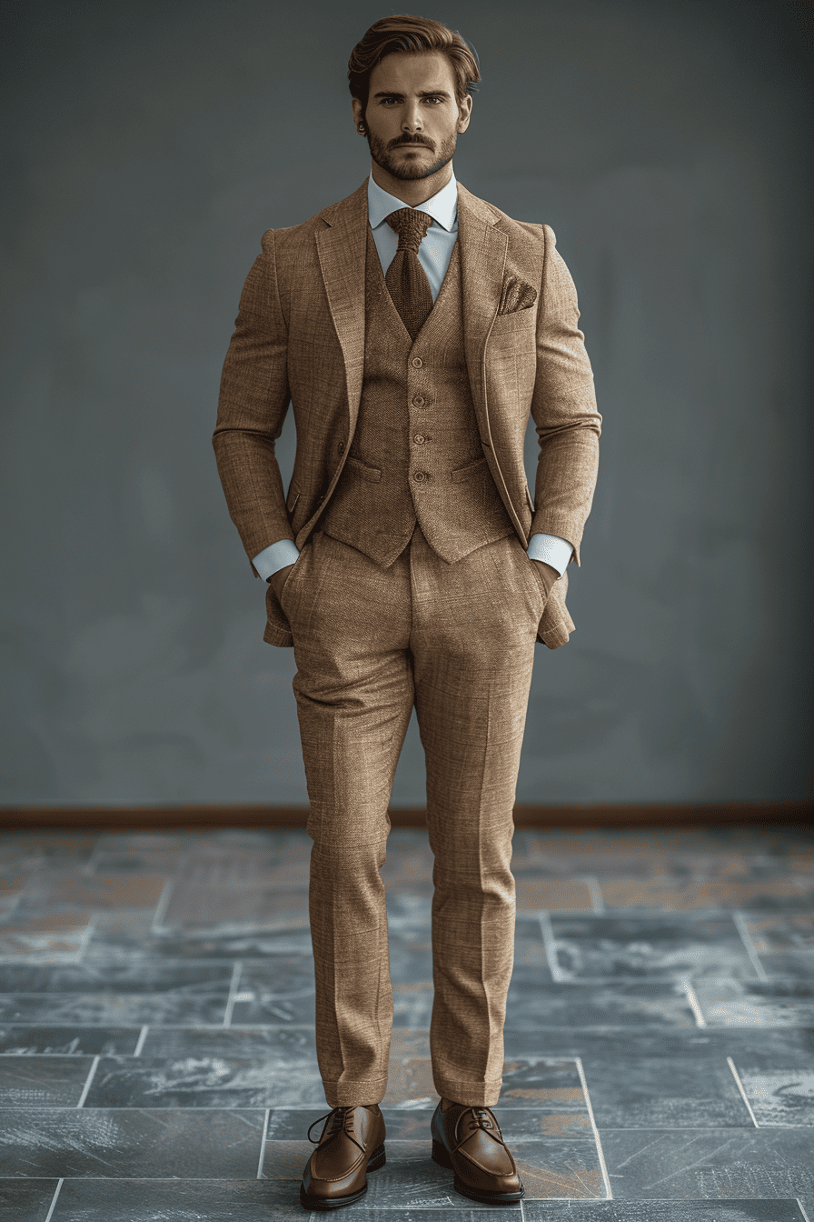 Beige Silk Blend Cocktail Party Suit — Custom Made to Measure