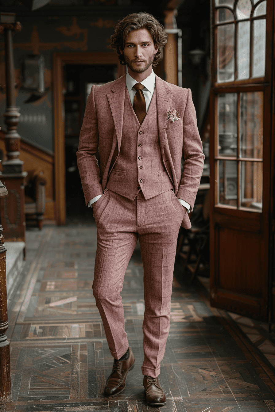 Blush Pink Linen Wedding Suit — Custom Made to Measure