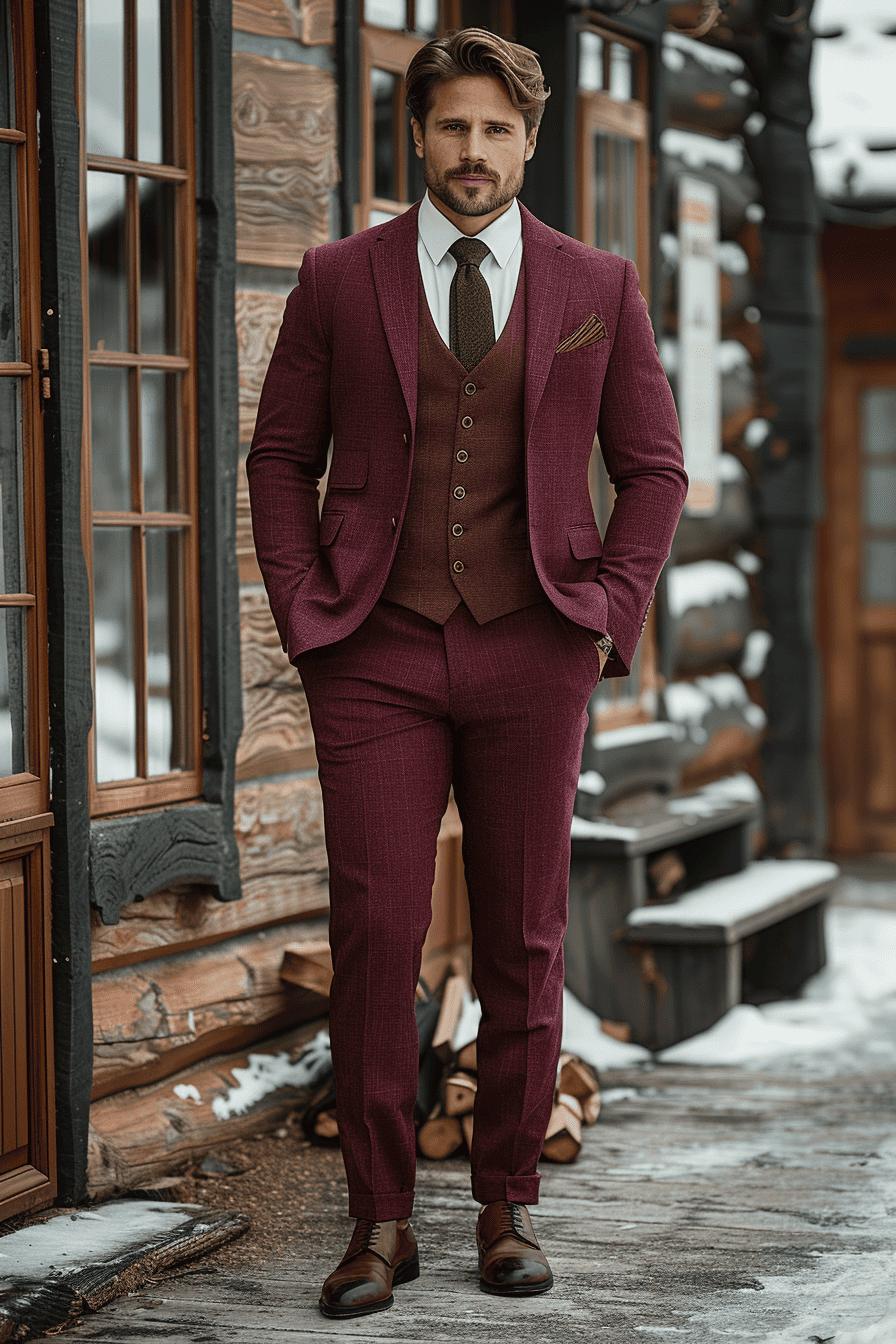 Burgundy Wool Prom Suit — Custom Made to Measure
