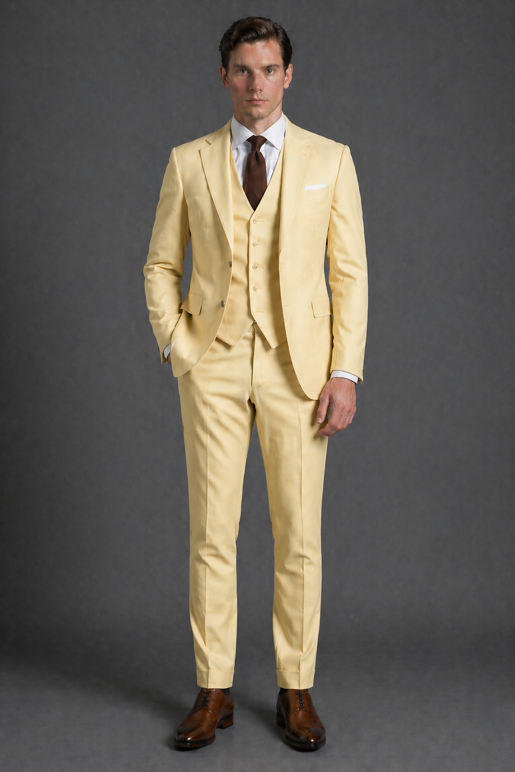 Butter Yellow Wool Slim Fit Suit — Custom Made to Measure