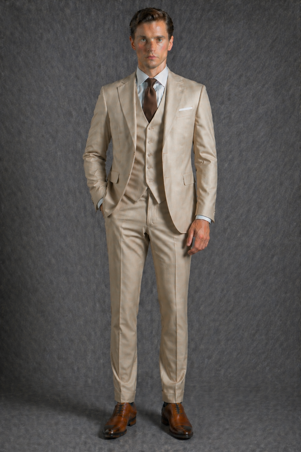 Champagne Wool Father of the Bride Suit — Custom Made