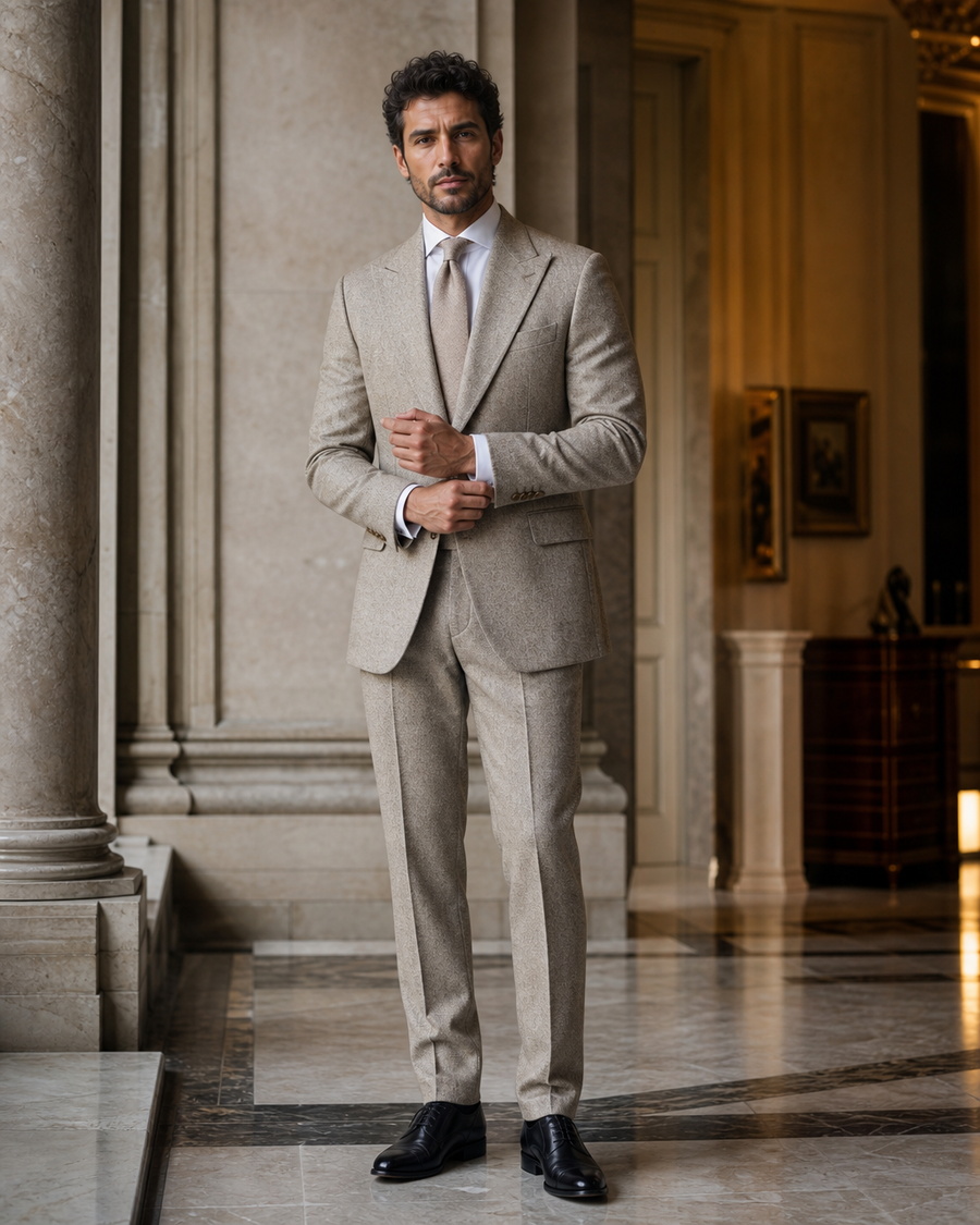 Champagne Tweed Winter Suit — Custom Made to Measure