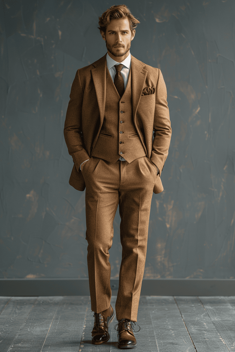 Champagne Cotton Cocktail Party Suit — Custom Made to Measure