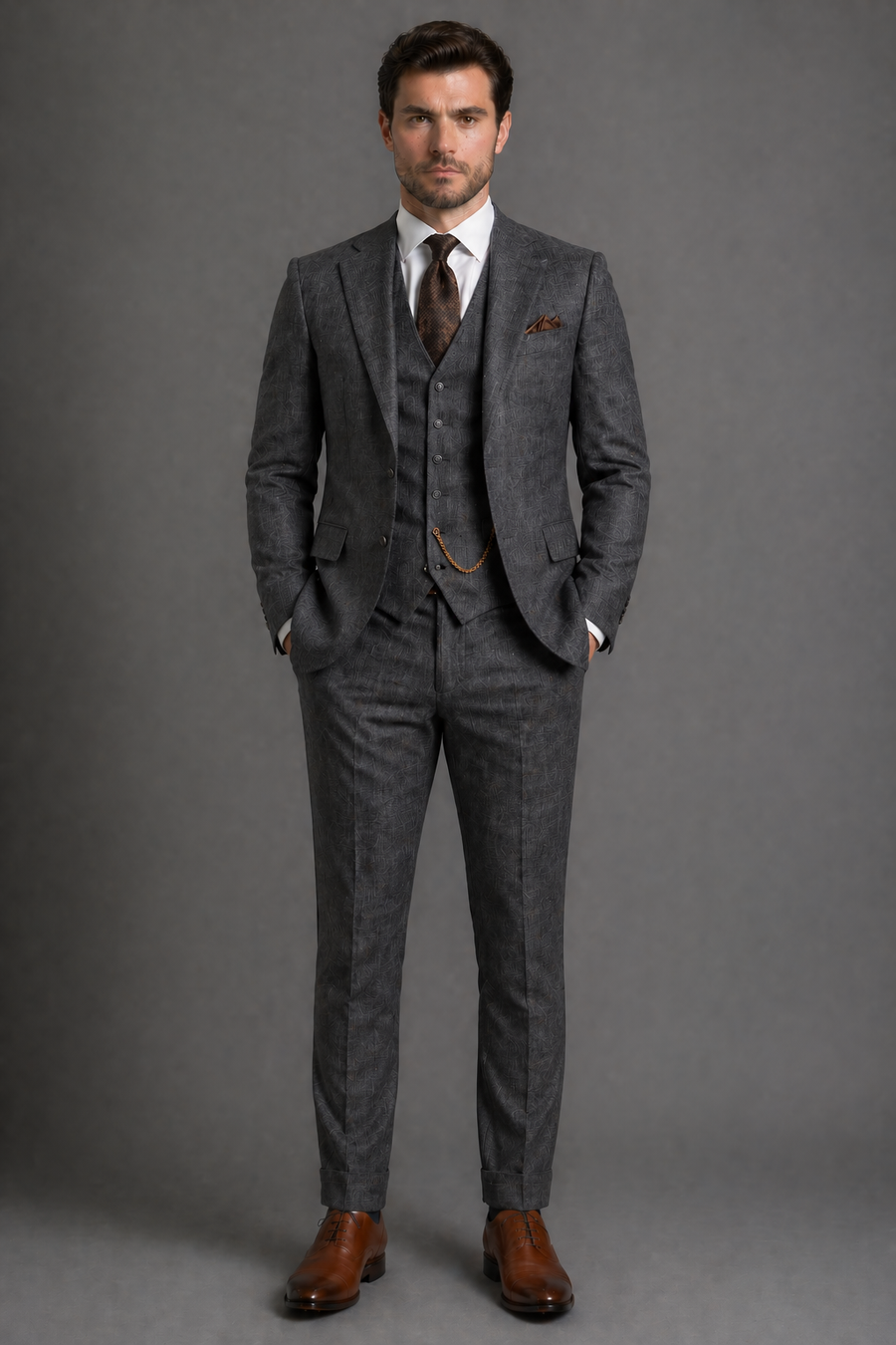 Charcoal Grey Linen Slim Fit Suit — Custom Made to Measure