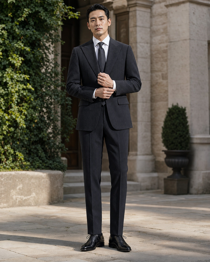 Charcoal Seersucker Outdoor Wedding Suit