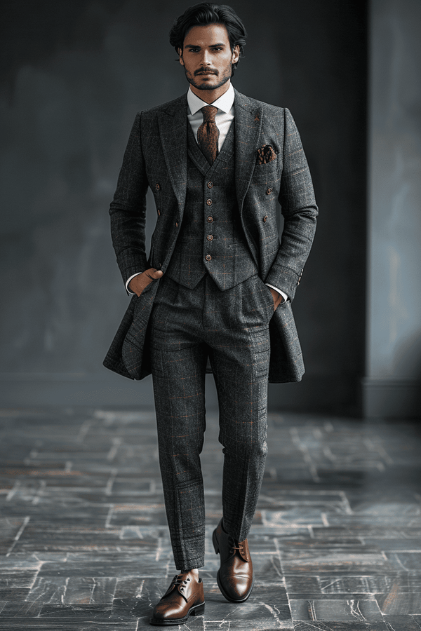 Charcoal Gray Silk Blend Cocktail Party Suit — Custom Made to Measure