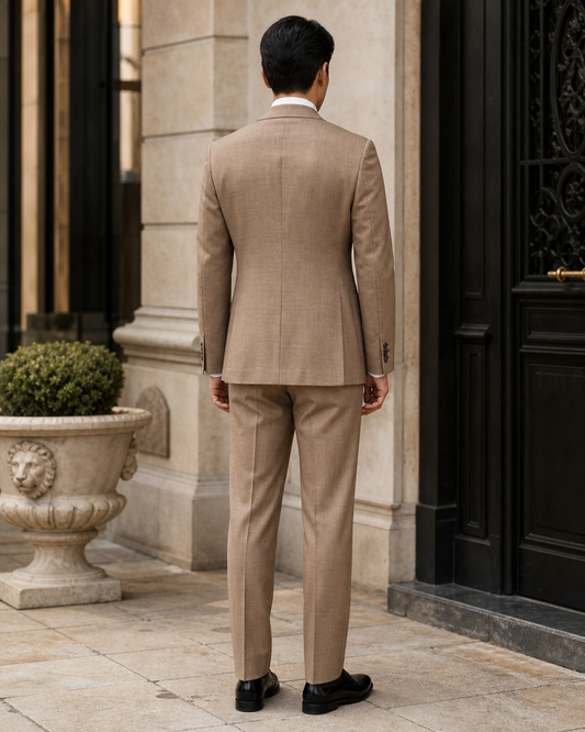 Clay Linen Peak Lapel Suit - Custom Made to Measure back view