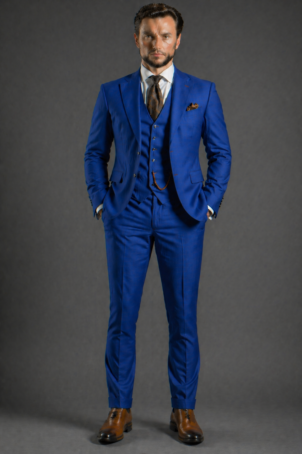 Cobalt Blue Wool Father of the Bride Suit — Custom Made