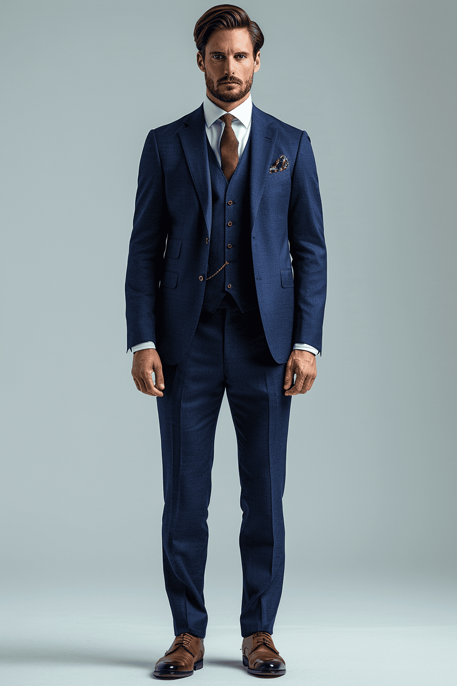 Cobalt Blue Silk Blend Cocktail Party Suit — Custom Made to Measure