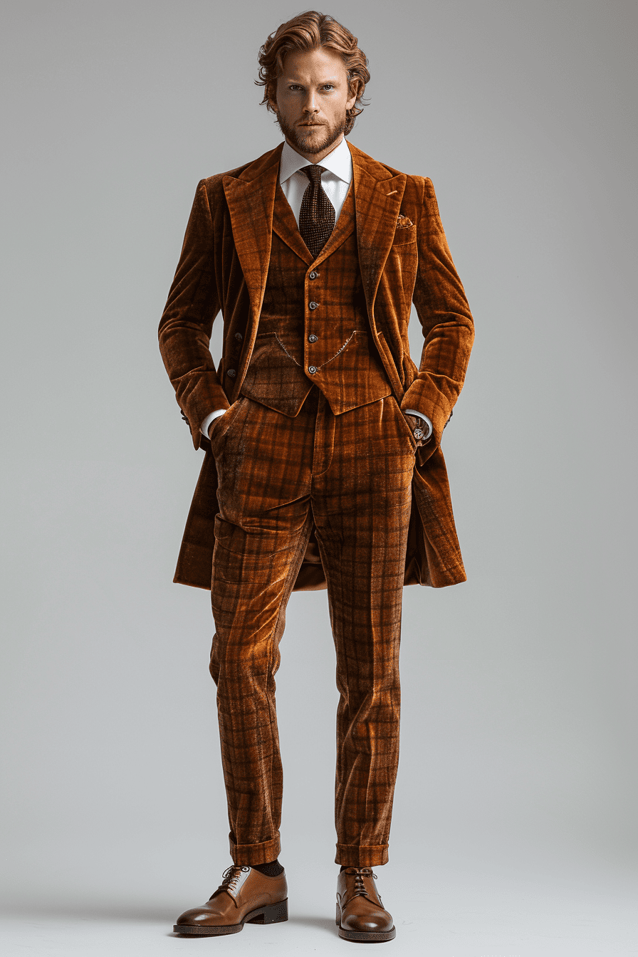 Copper Velvet Prom Suit — Custom Made to Measure
