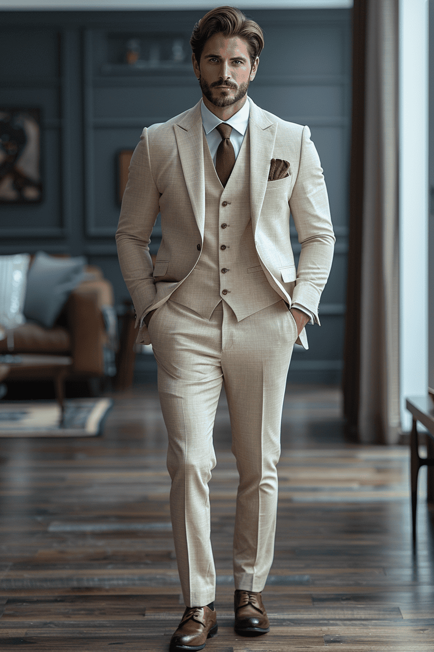 Cream Linen Wedding Suit — Custom Made to Measure