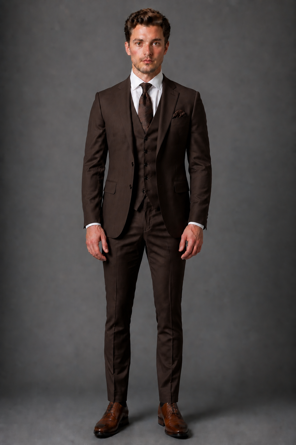 Deep Chocolate Brown Silk Blend Groomsmen Suit — Custom Made to Measure