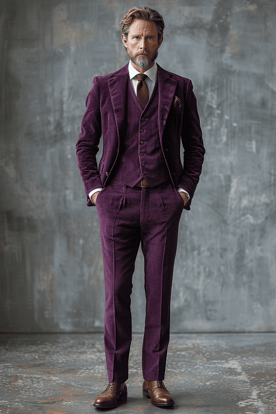 Deep Plum Velvet Prom Suit — Custom Made to Measure