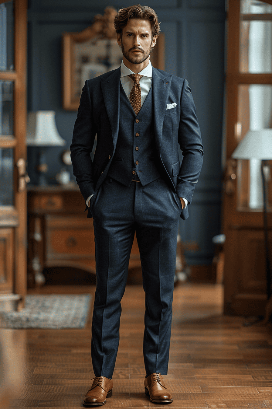 Deep Navy Silk Blend Cocktail Party Suit — Custom Made to Measure