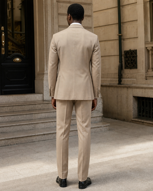 Desert Sand Wool Shawl Lapel Suit - Custom Made to Measure back view