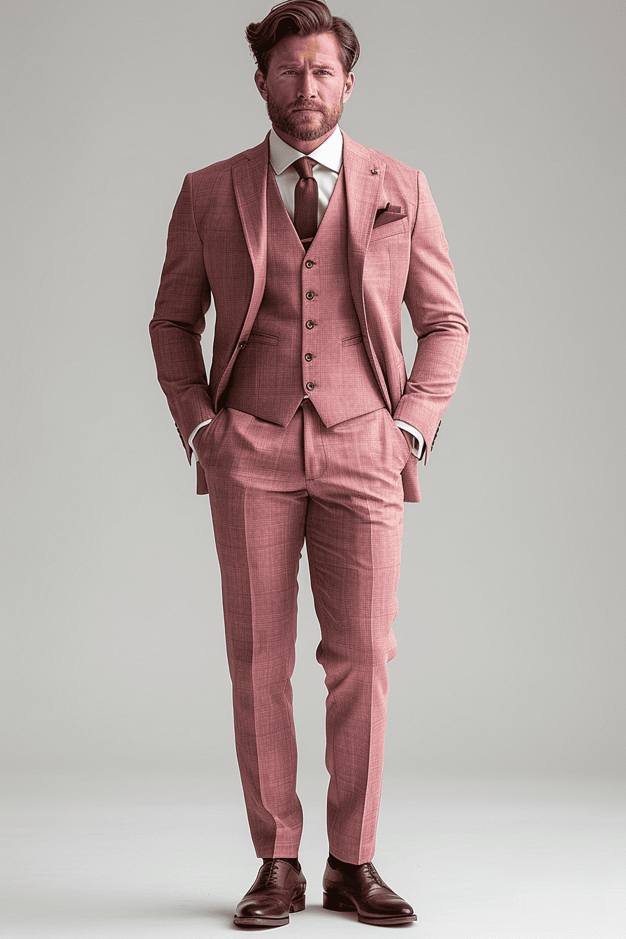 Dusty Rose Silk Blend Wedding Suit — Custom Made to Measure