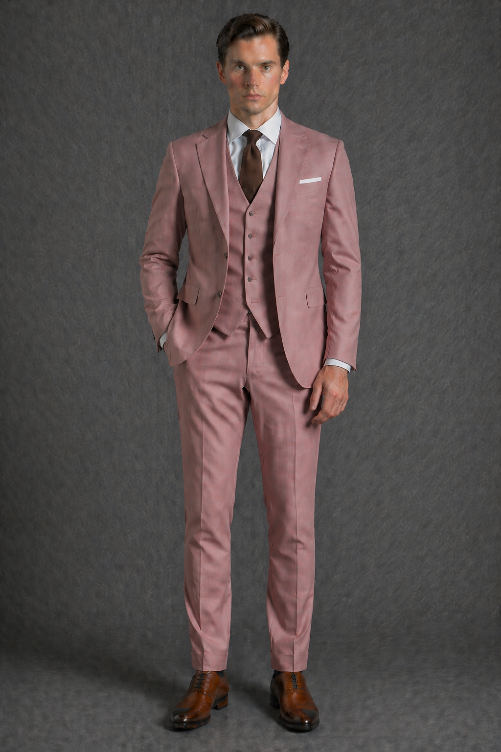 Dusty Rose Wool Slim Fit Suit — Custom Made to Measure
