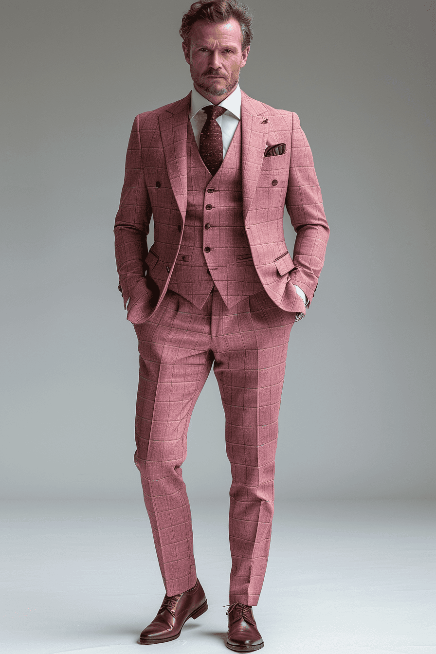 Dusty Rose Silk Blend Cocktail Party Suit — Custom Made to Measure
