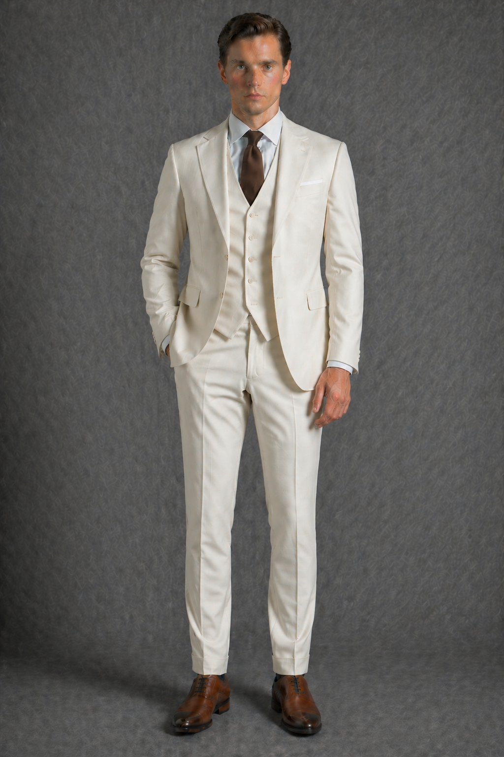 Ecru Wool Father of the Bride Suit — Custom Made