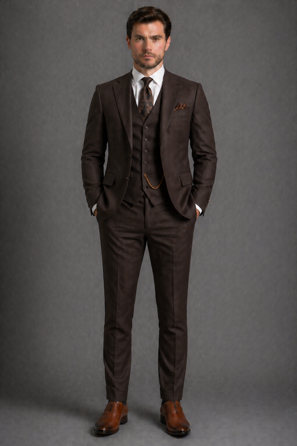 Espresso Wool Father of the Bride Suit — Custom Made