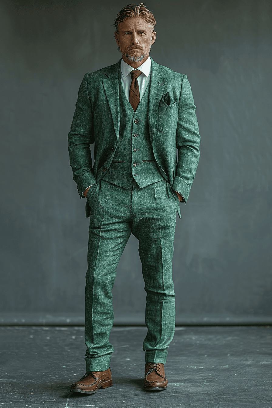 Eucalyptus Green Linen Wedding Suit — Custom Made to Measure