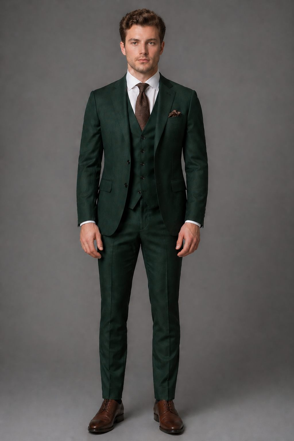 Forest Green Wool Slim Fit Suit — Custom Made to Measure