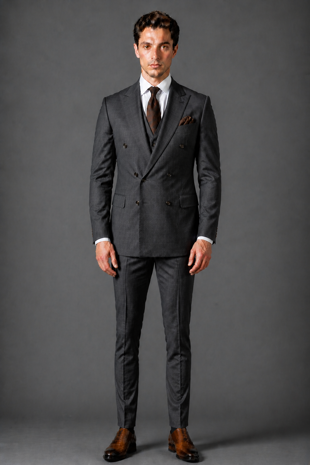 Graphite Gray Silk Blend Double Breasted Suit — Custom Made to Measure