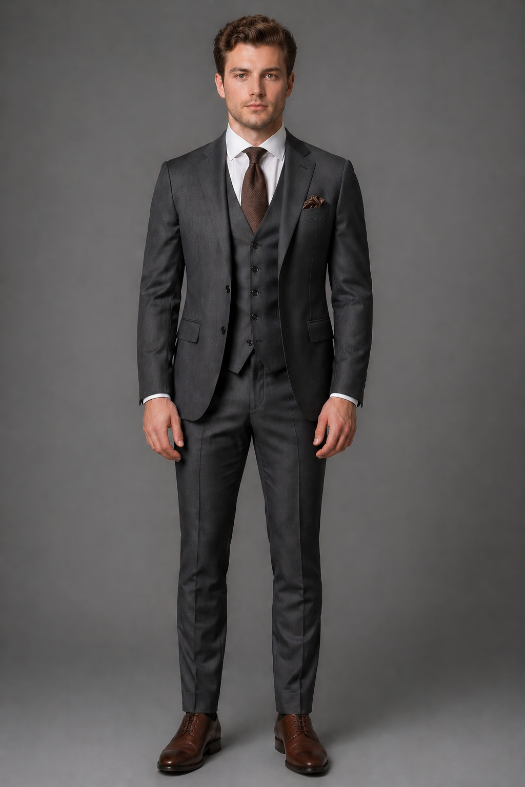 Graphite Gray Silk Blend Groomsmen Suit — Custom Made to Measure