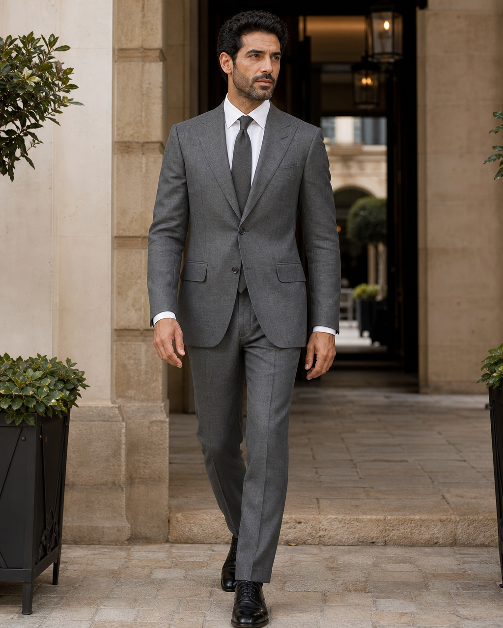 Graphite Gray Linen Peak Lapel Suit — Custom Made to Measure