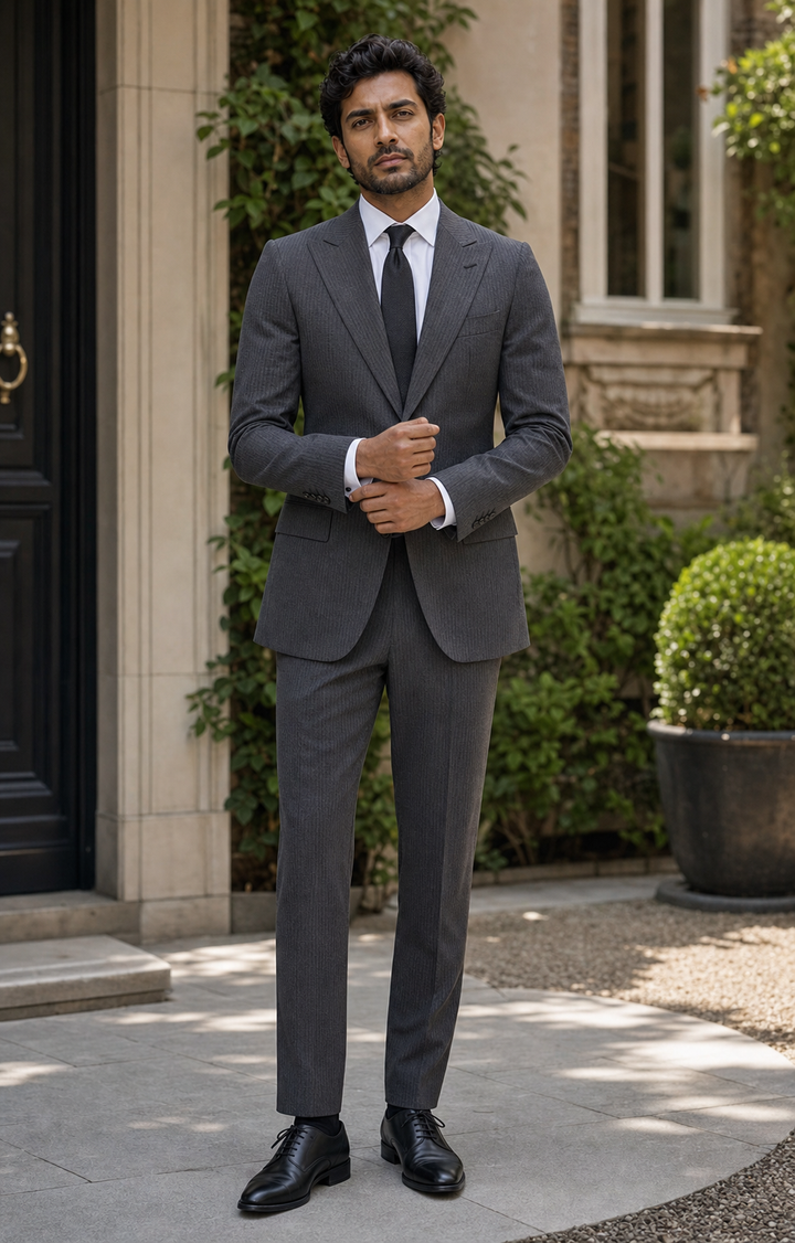 Graphite Gray Seersucker Outdoor Wedding Suit