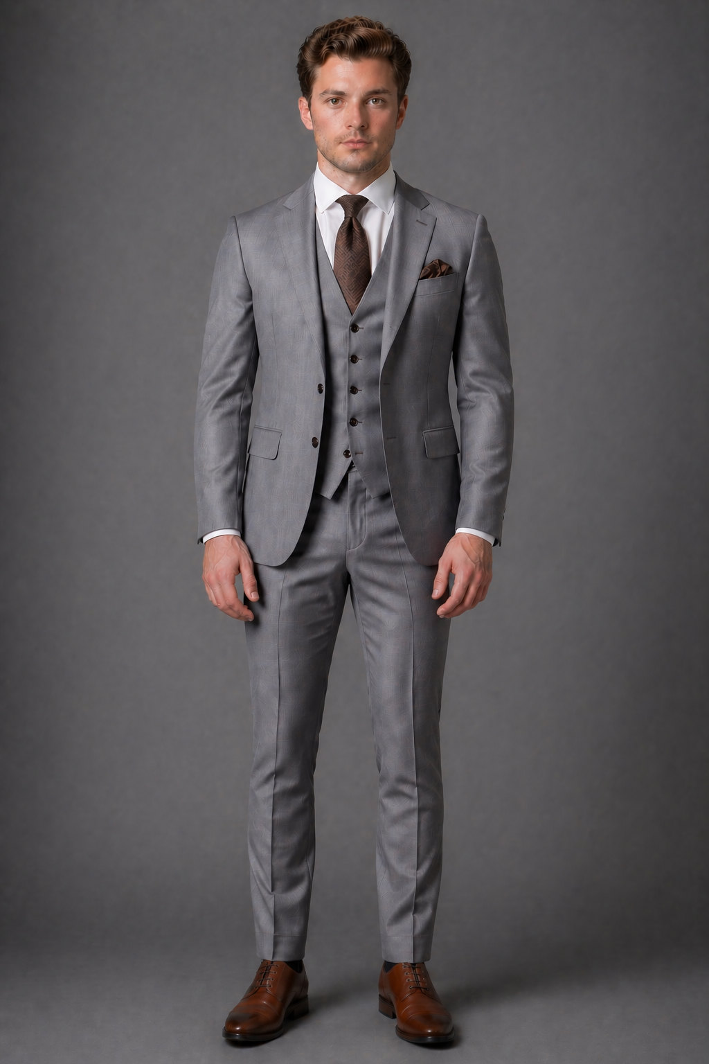 Gray Silk Blend Groomsmen Suit — Custom Made to Measure