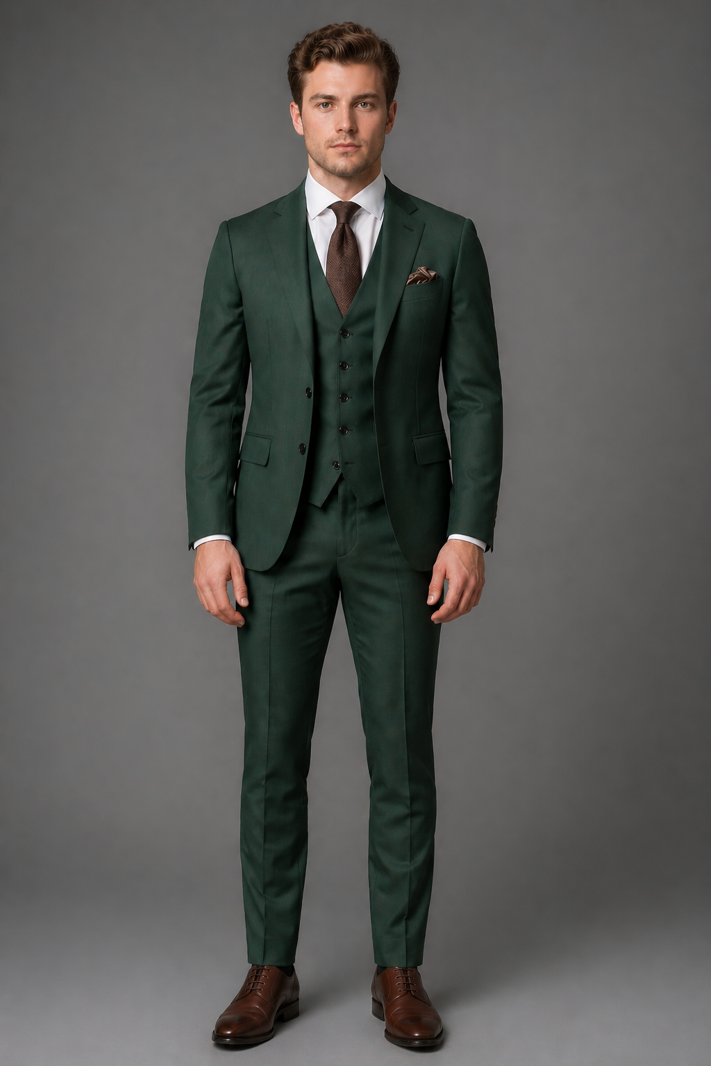 Green Wool Slim Fit Suit — Custom Made to Measure