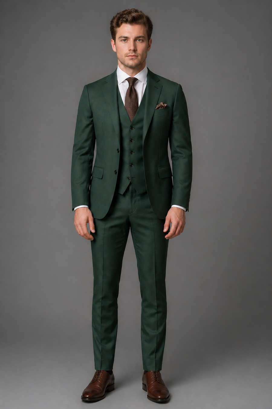 Green Wool Slim Fit Suit — Custom Made to Measure