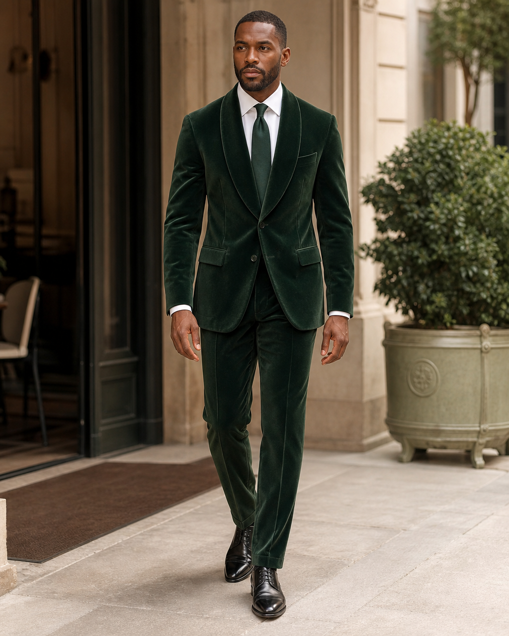 Green Velvet Shawl Lapel Suit — Custom Made to Measure