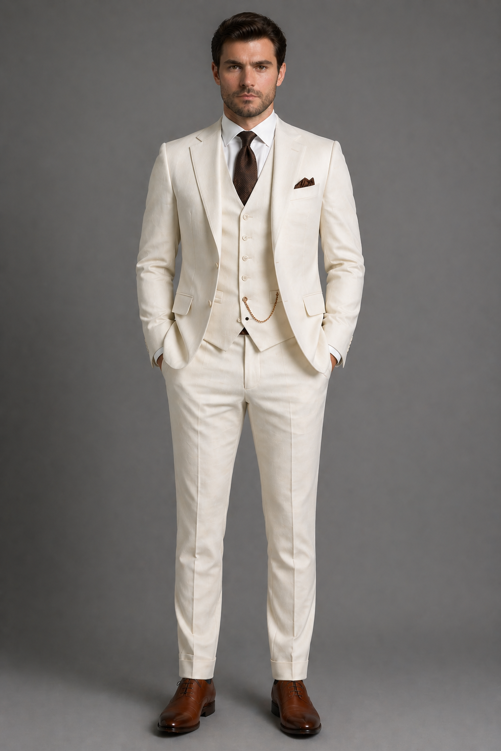Ivory Cotton Slim Fit Suit — Custom Made to Measure