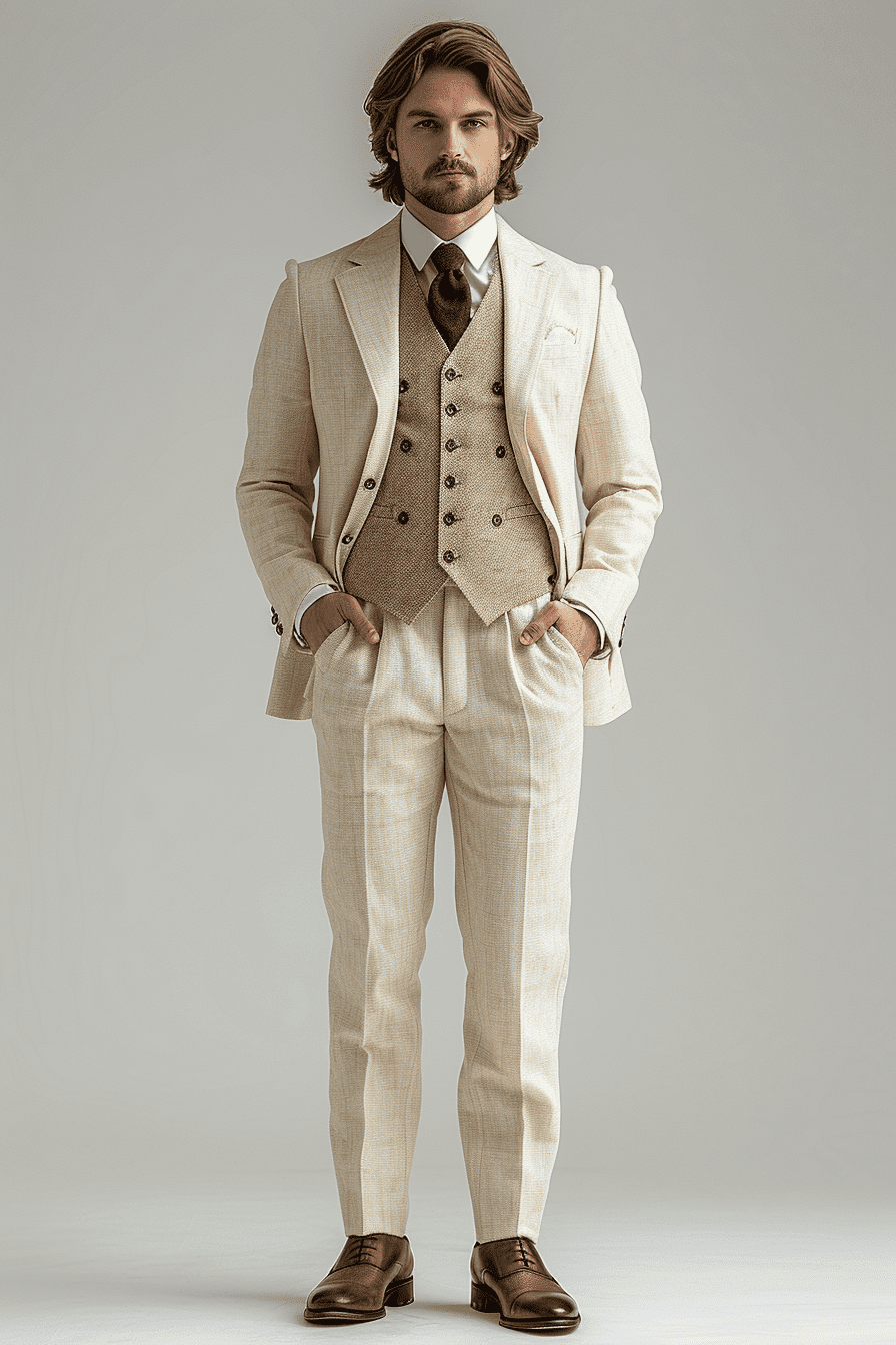 Ivory Silk Blend Prom Suit — Custom Made to Measure