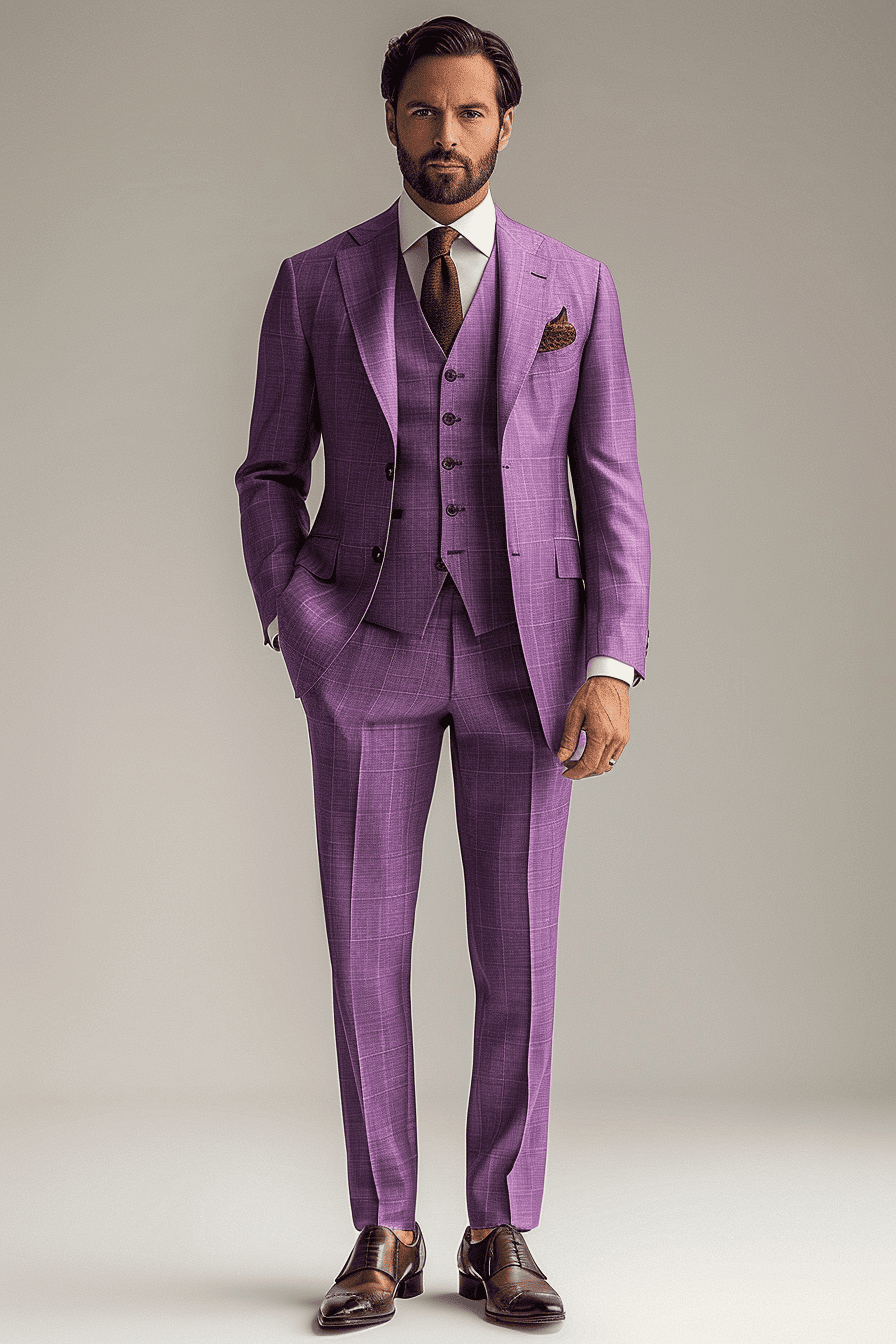 Lavender Linen Wedding Suit — Custom Made to Measure