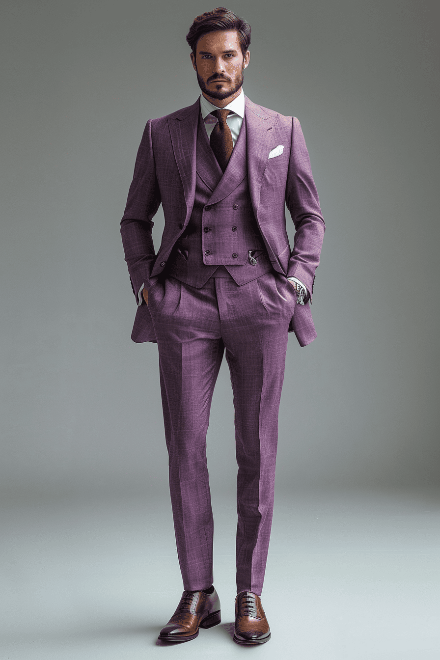 Lavender Silk Blend Cocktail Party Suit — Custom Made to Measure