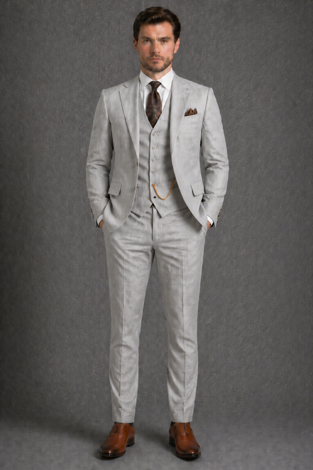 Light Grey Linen Slim Fit Suit — Custom Made to Measure