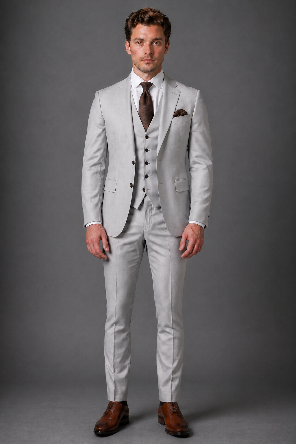 Light Grey Silk Blend Groomsmen Suit — Custom Made to Measure