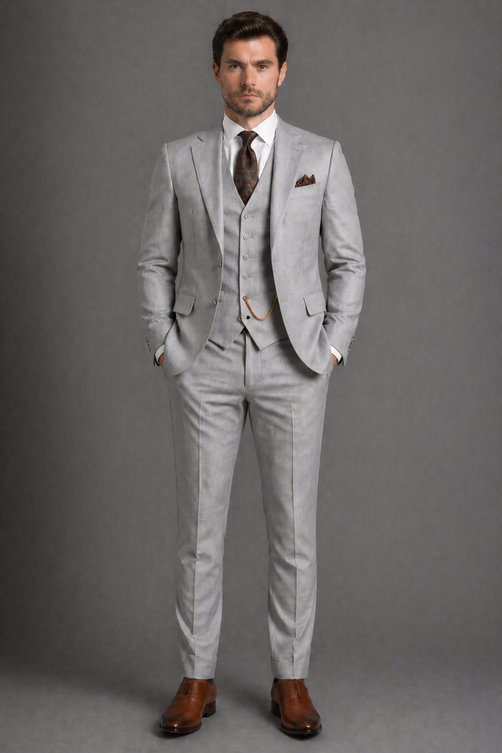 Light Grey Wool Father of the Bride Suit — Custom Made to Measure