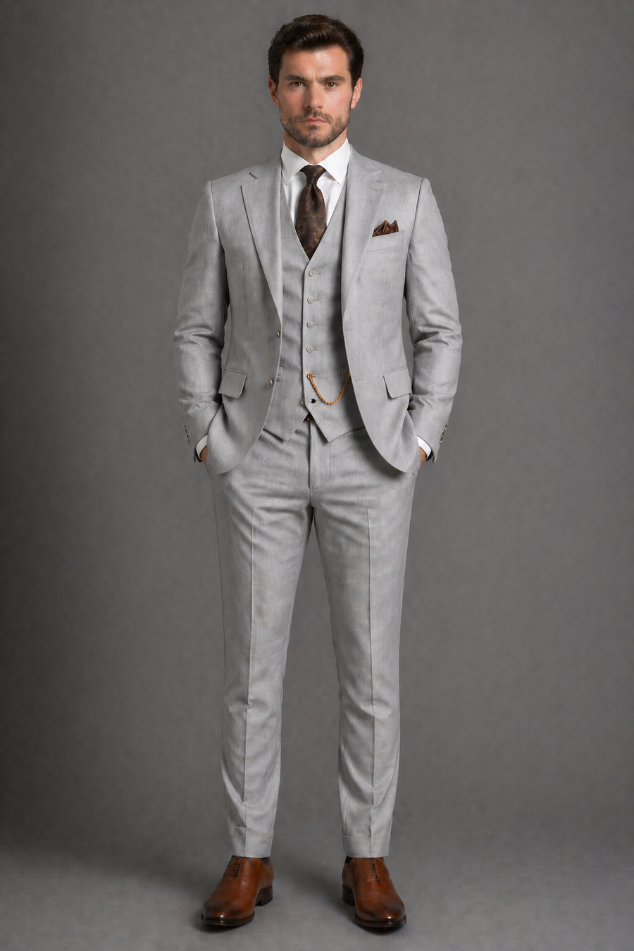 Light Grey Wool Father of the Bride Suit — Custom Made to Measure
