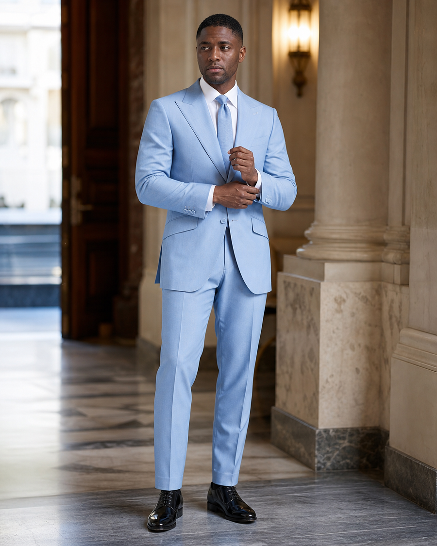 Light Blue Cotton Summer Suit — Custom Made to Measure