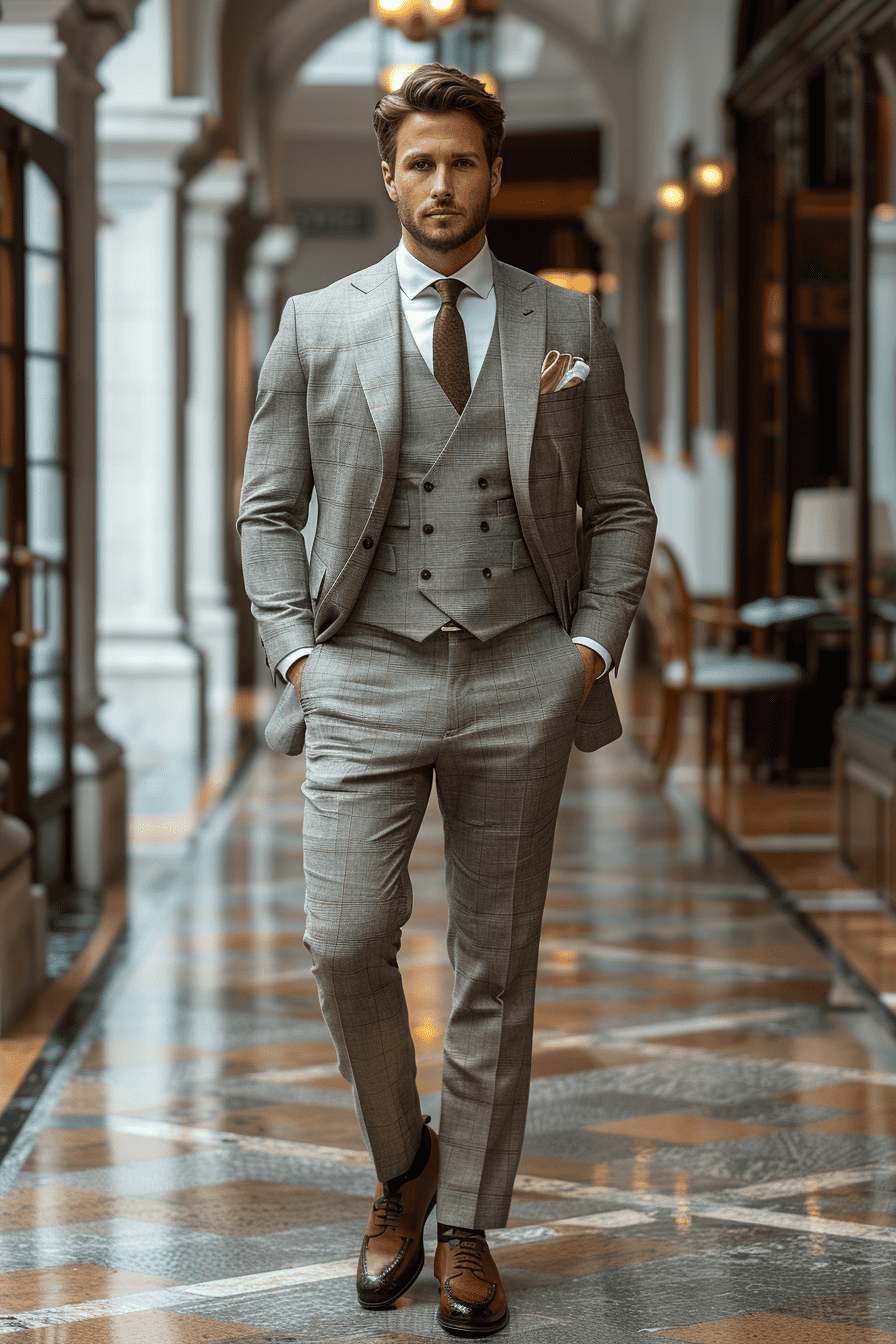 Light Gray Silk Blend Cocktail Party Suit — Custom Made to Measure