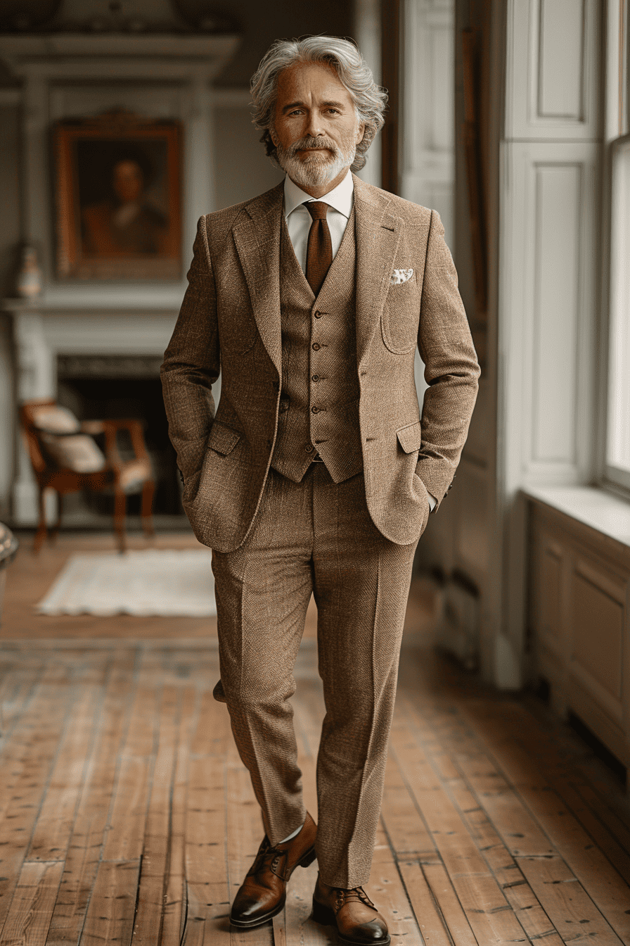 Light Taupe Silk Blend Father of the Bride Suit — Custom Made