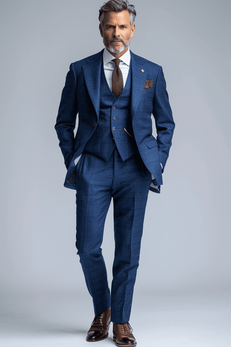 Midnight Blue Cotton Business Suit — Custom Made to Measure