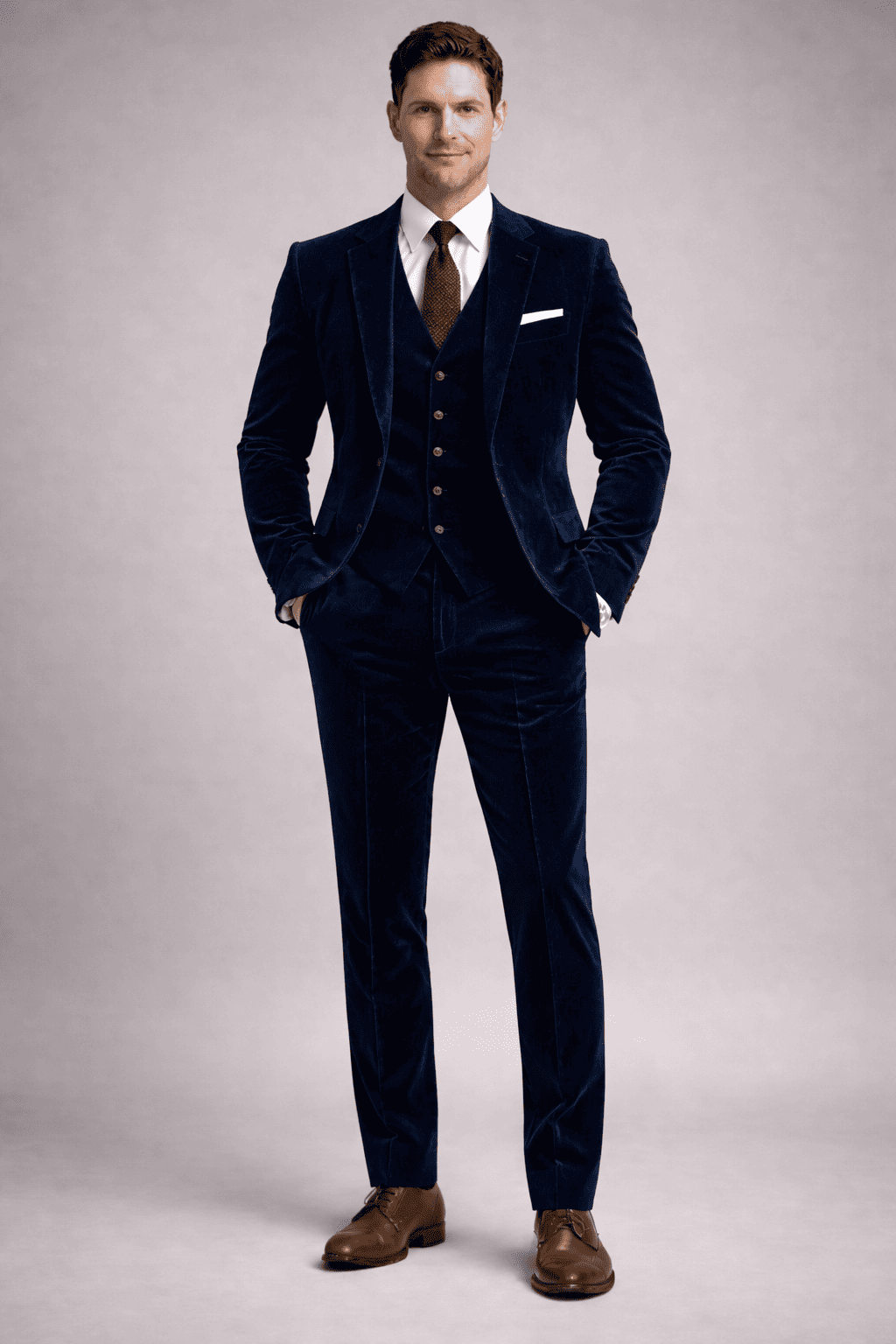 Midnight Blue Velvet Slim Fit Suit — Custom Made to Measure