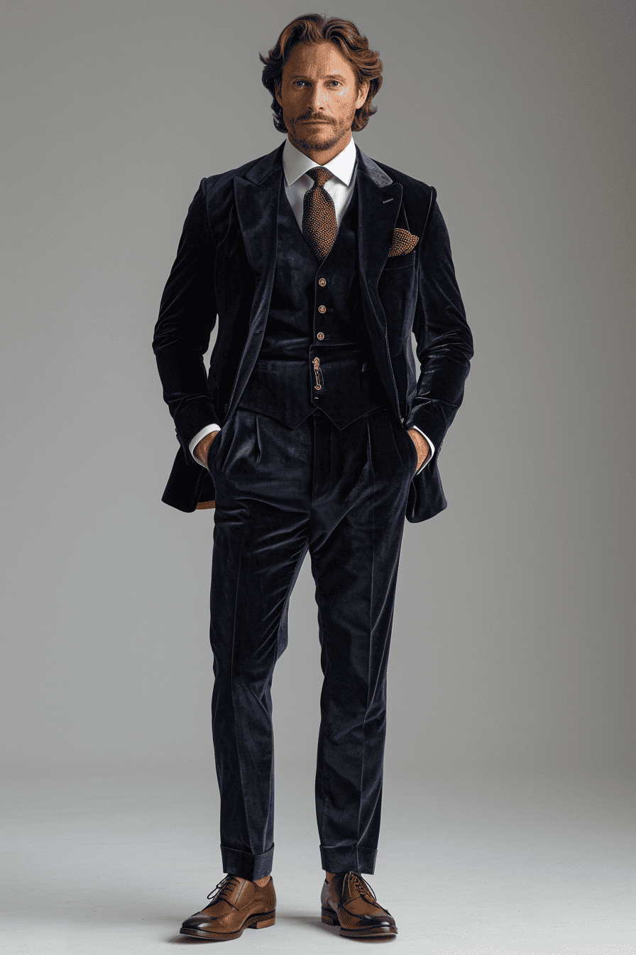 Midnight Blue Velvet Tuxedo — Custom Made to Measure