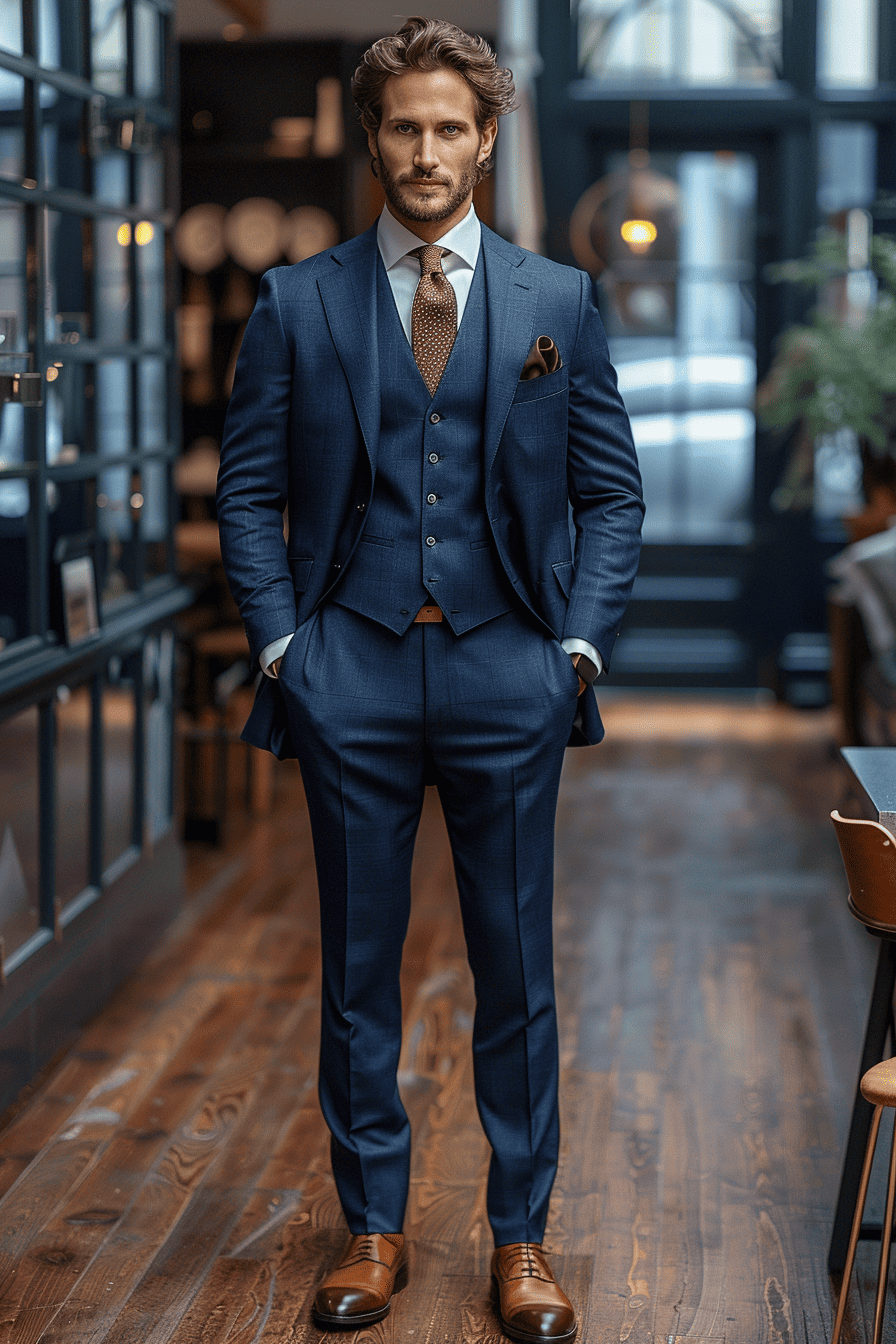 Midnight Blue Silk Blend Cocktail Party Suit — Custom Made to Measure