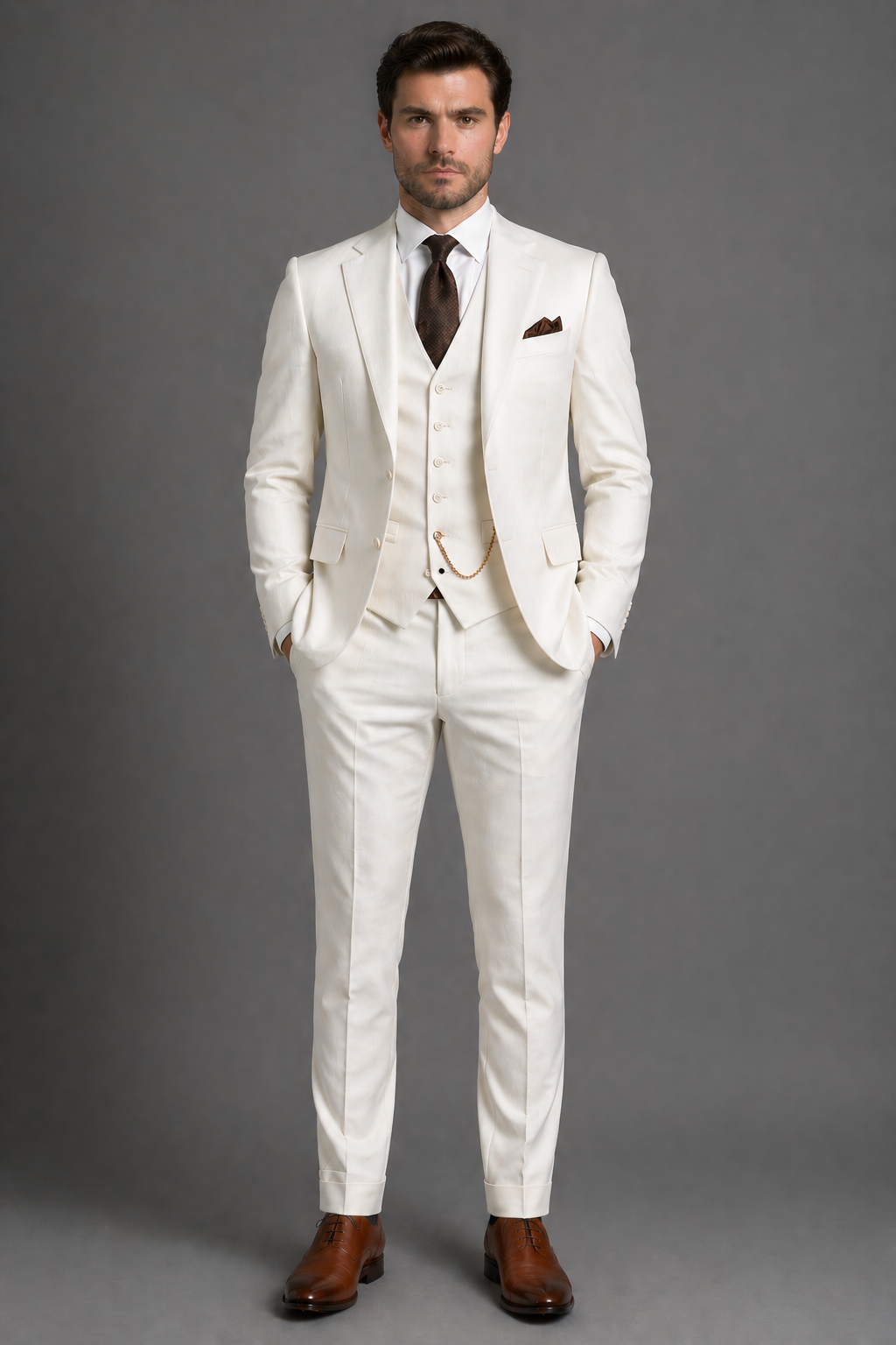 Off-White Cotton Slim Fit Suit — Custom Made to Measure